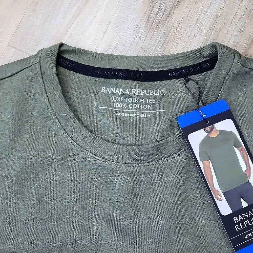 🔸️NWT Banana Republic Olive Green Men’s Luxe Touch Short Sleeve Shirt XLarge